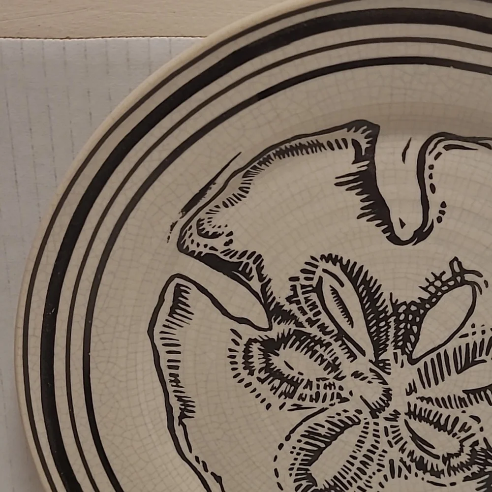 Pair of Vintage Pottery Barn Crackle Seashell Plates